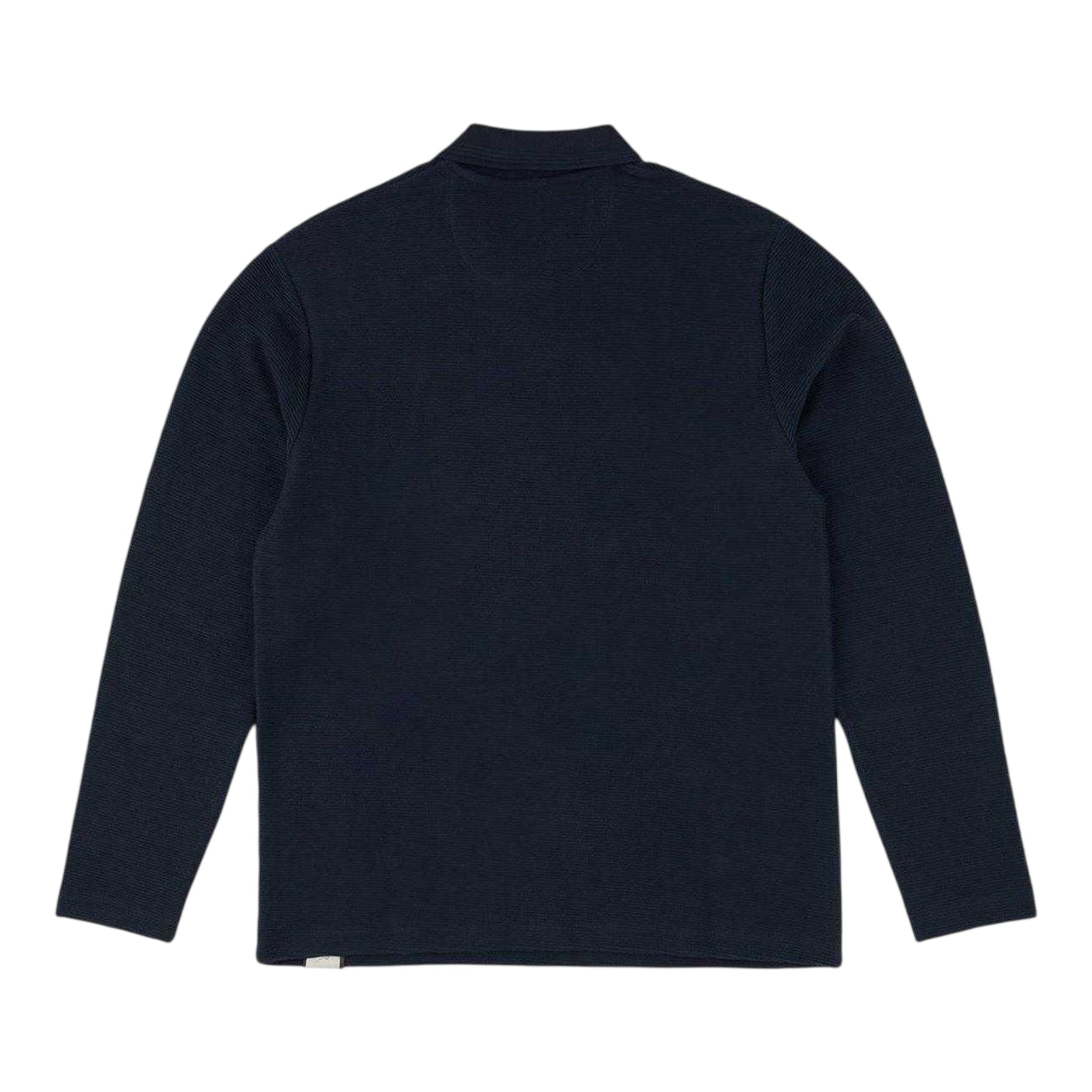 Navy - Back - Prevu Mens Ottoman Quarter Zip Long-Sleeved Polo Shirt