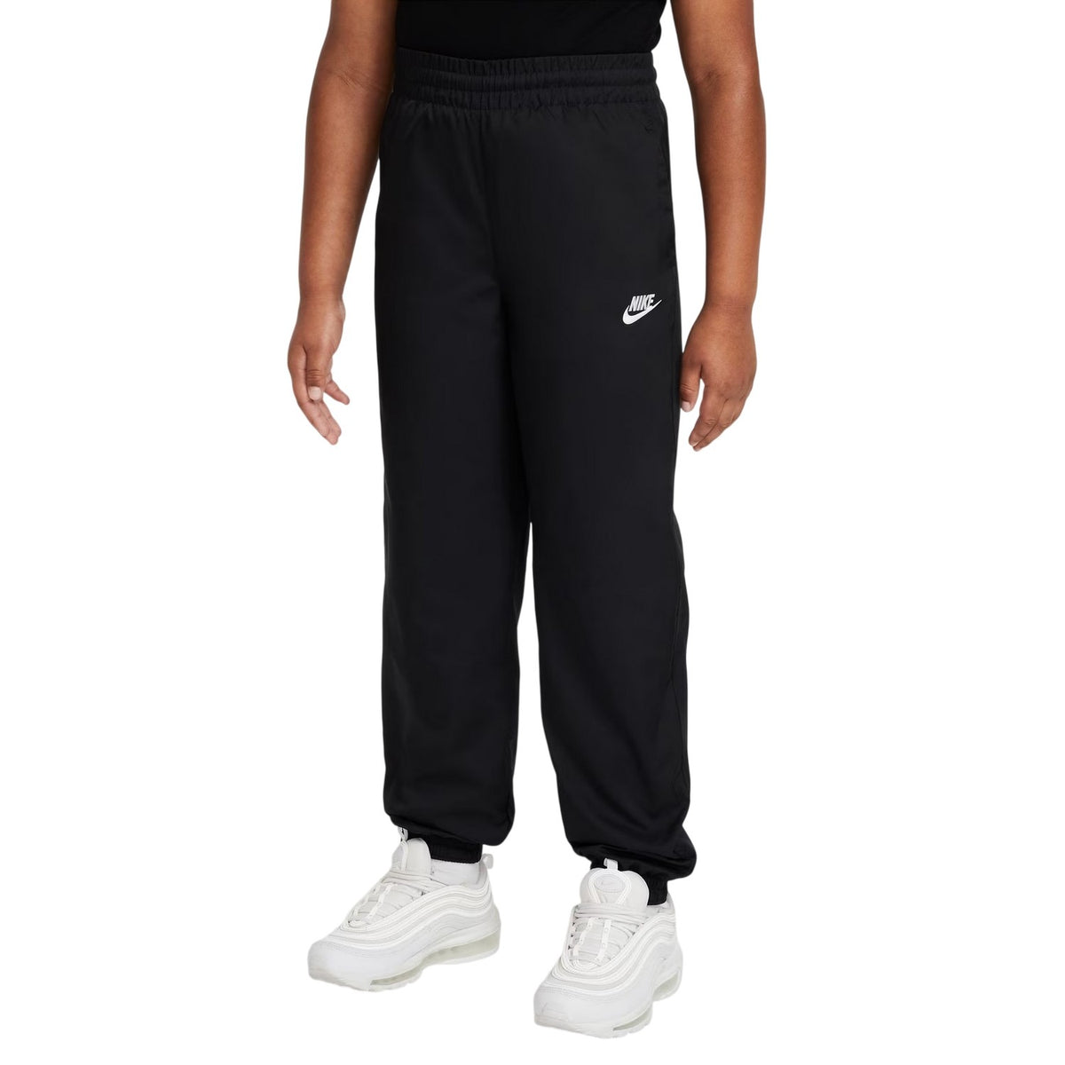 Black-White - Front - Nike Childrens-Kids Club Woven Logo Jogging Bottoms