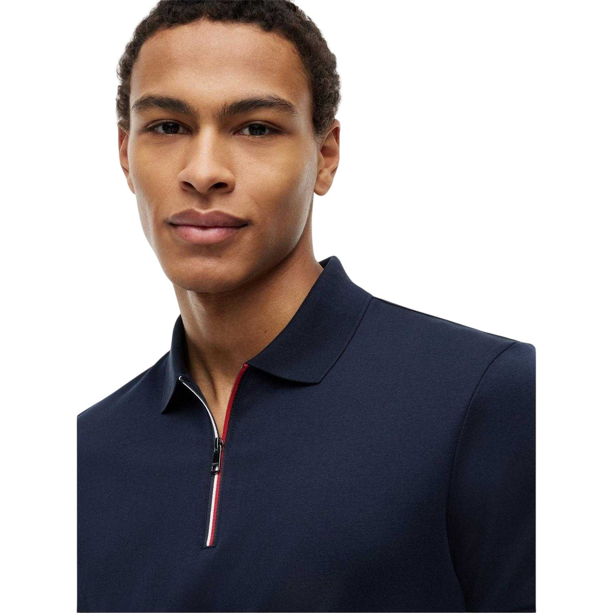 Desert Sky - Side - Tommy Hilfiger Mens Quarter Zip Regular Polo Shirt