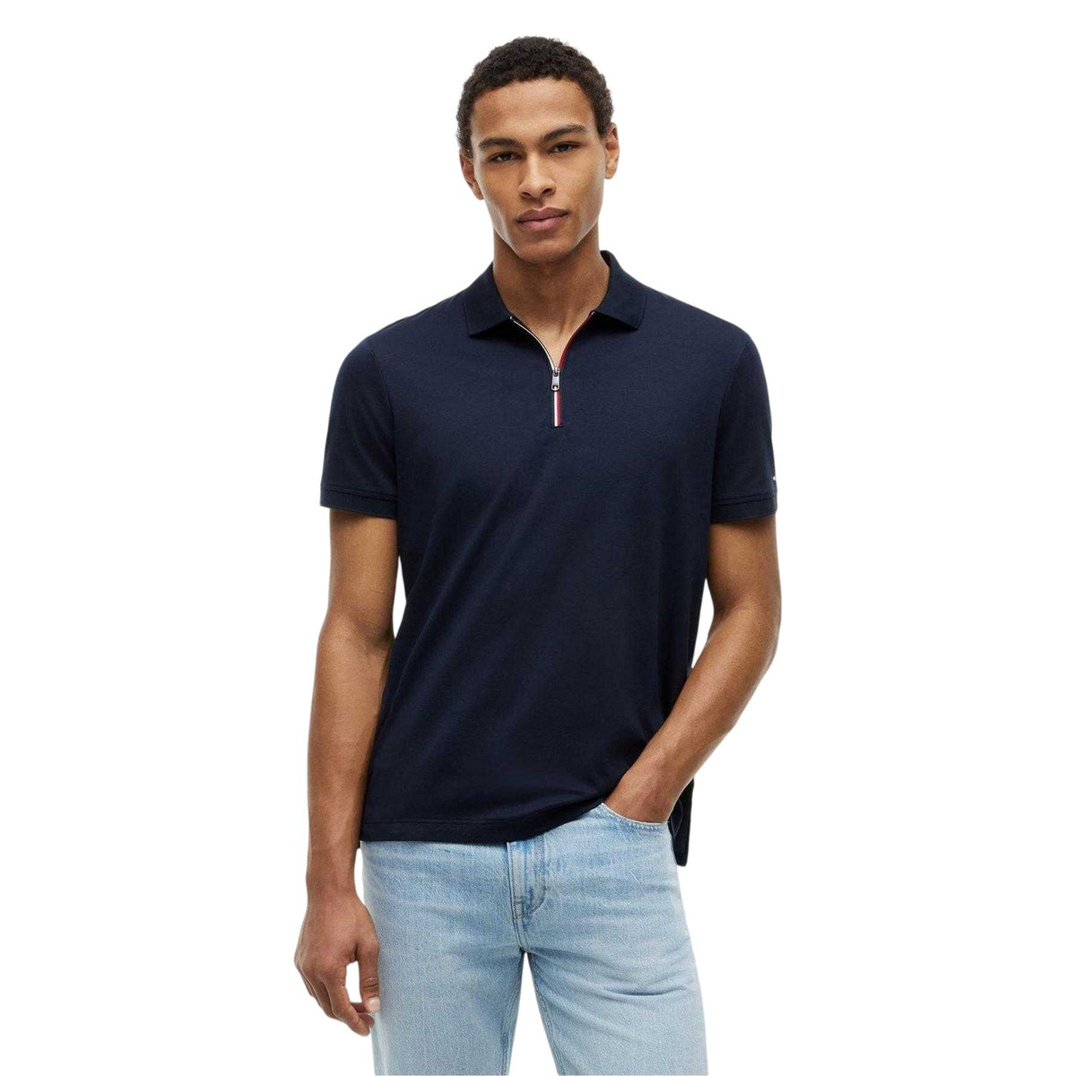 Desert Sky - Lifestyle - Tommy Hilfiger Mens Quarter Zip Regular Polo Shirt