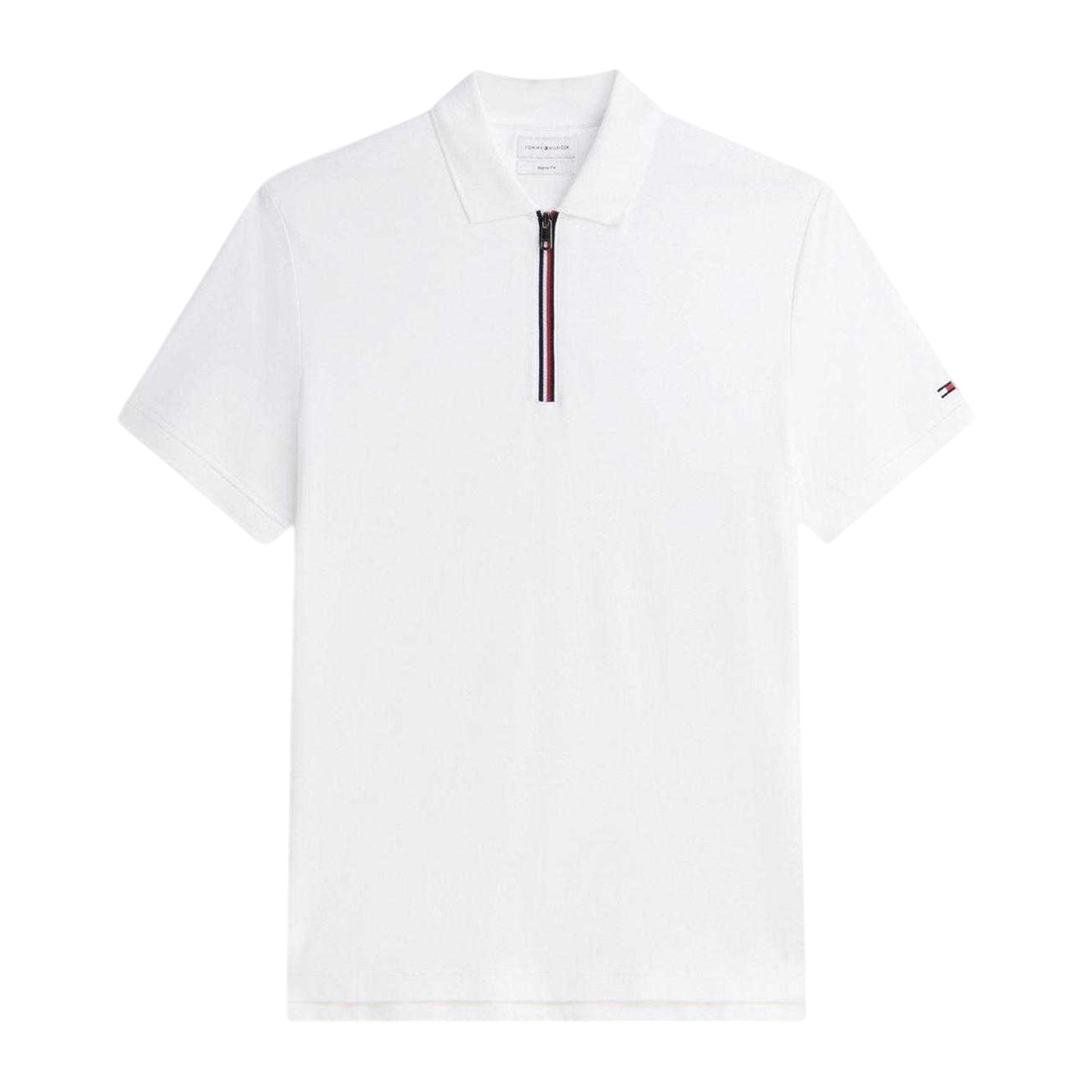 White - Front - Tommy Hilfiger Mens Quarter Zip Regular Polo Shirt