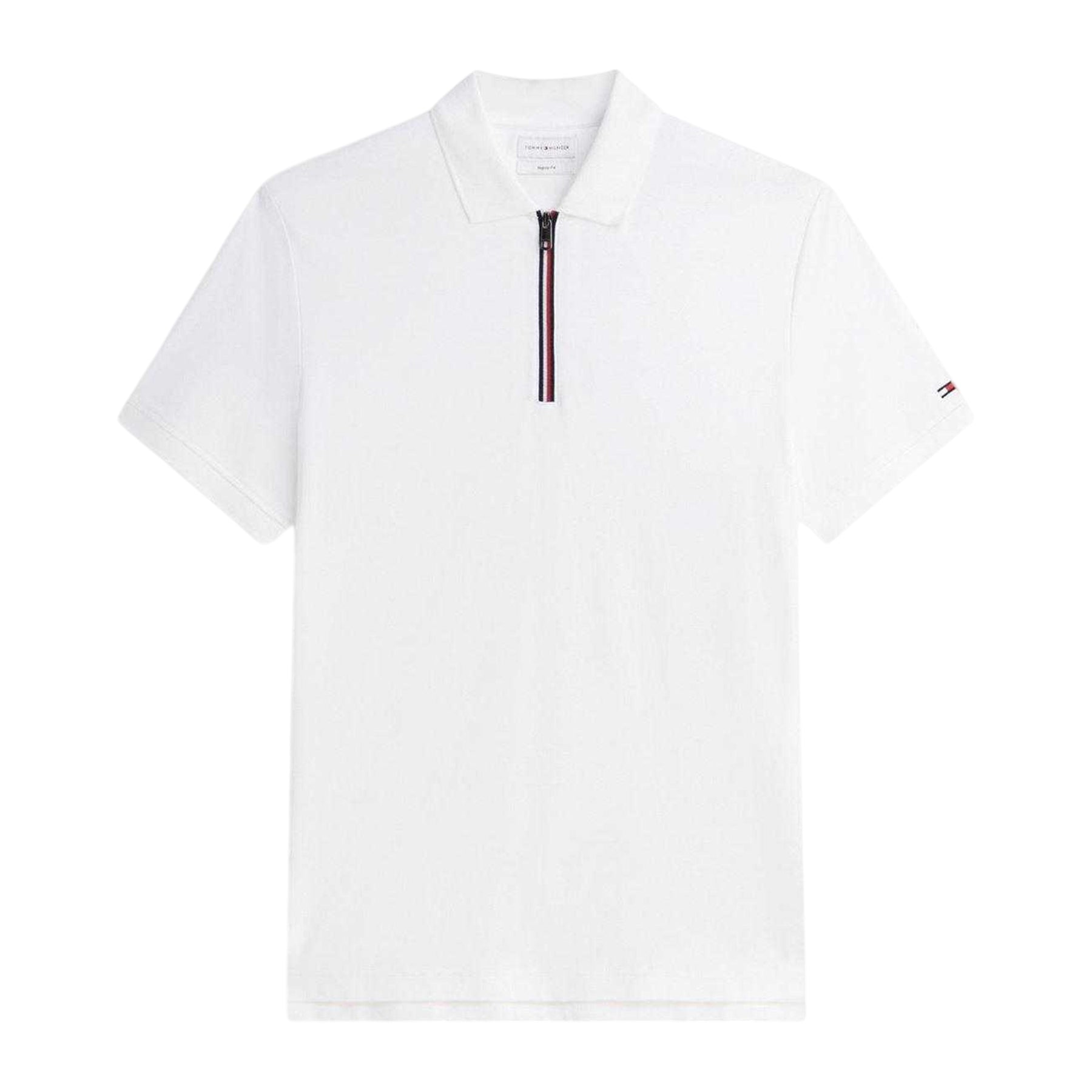 White - Front - Tommy Hilfiger Mens Quarter Zip Regular Polo Shirt