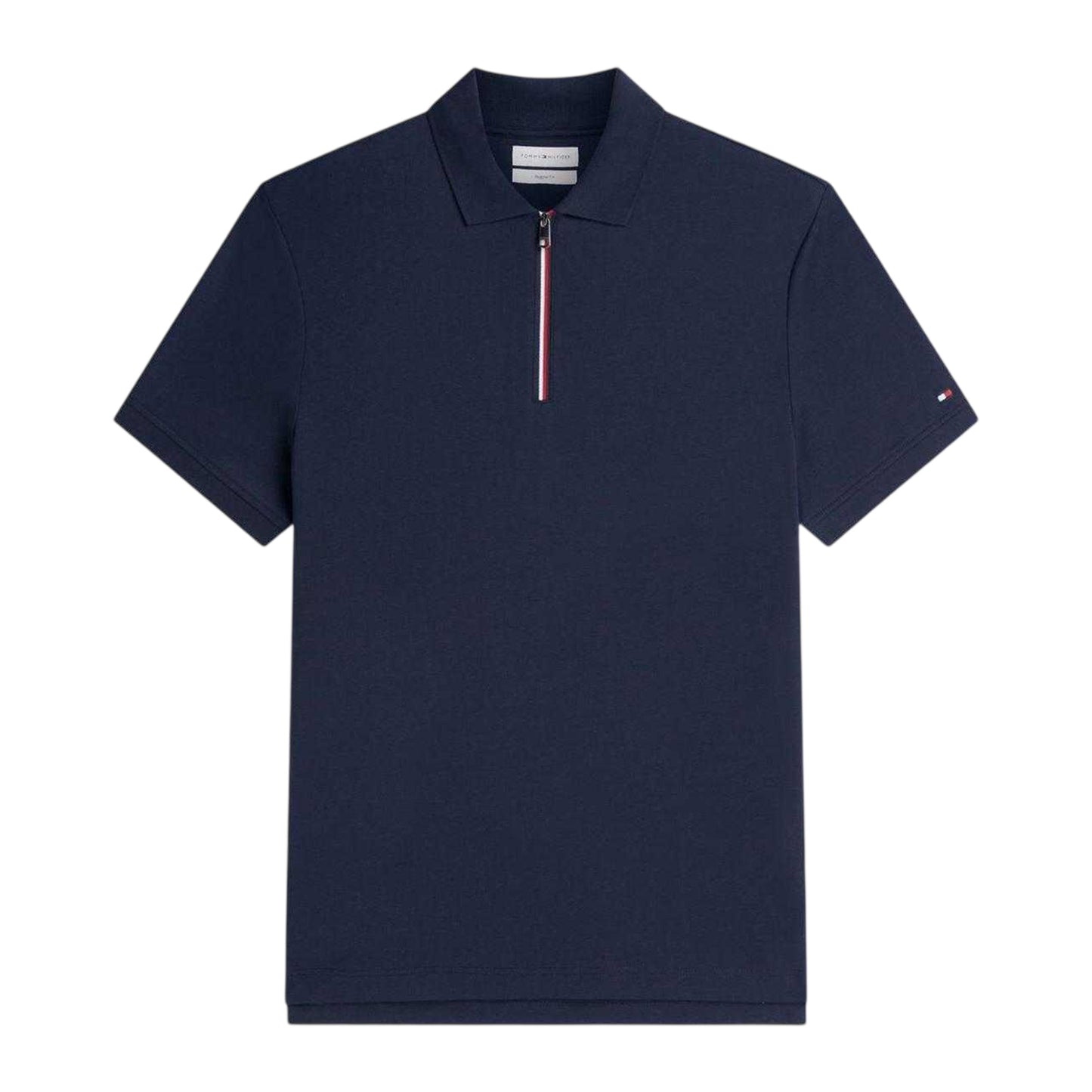 Desert Sky - Front - Tommy Hilfiger Mens Quarter Zip Regular Polo Shirt