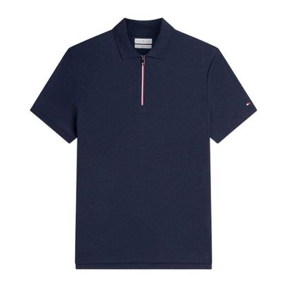 Desert Sky - Front - Tommy Hilfiger Mens Quarter Zip Regular Polo Shirt
