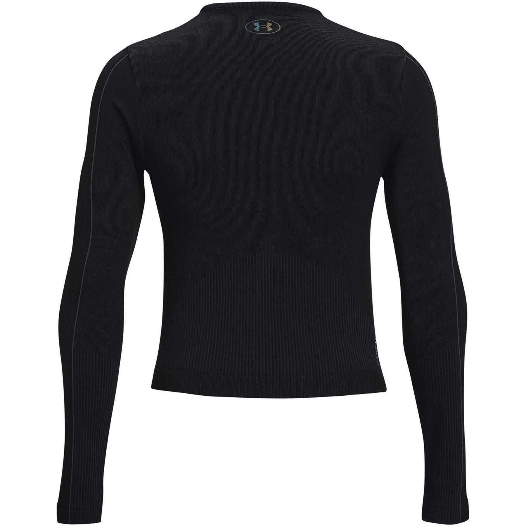 Black - Back - Under Armour Womens-Ladies UA Rush Base Layer Top