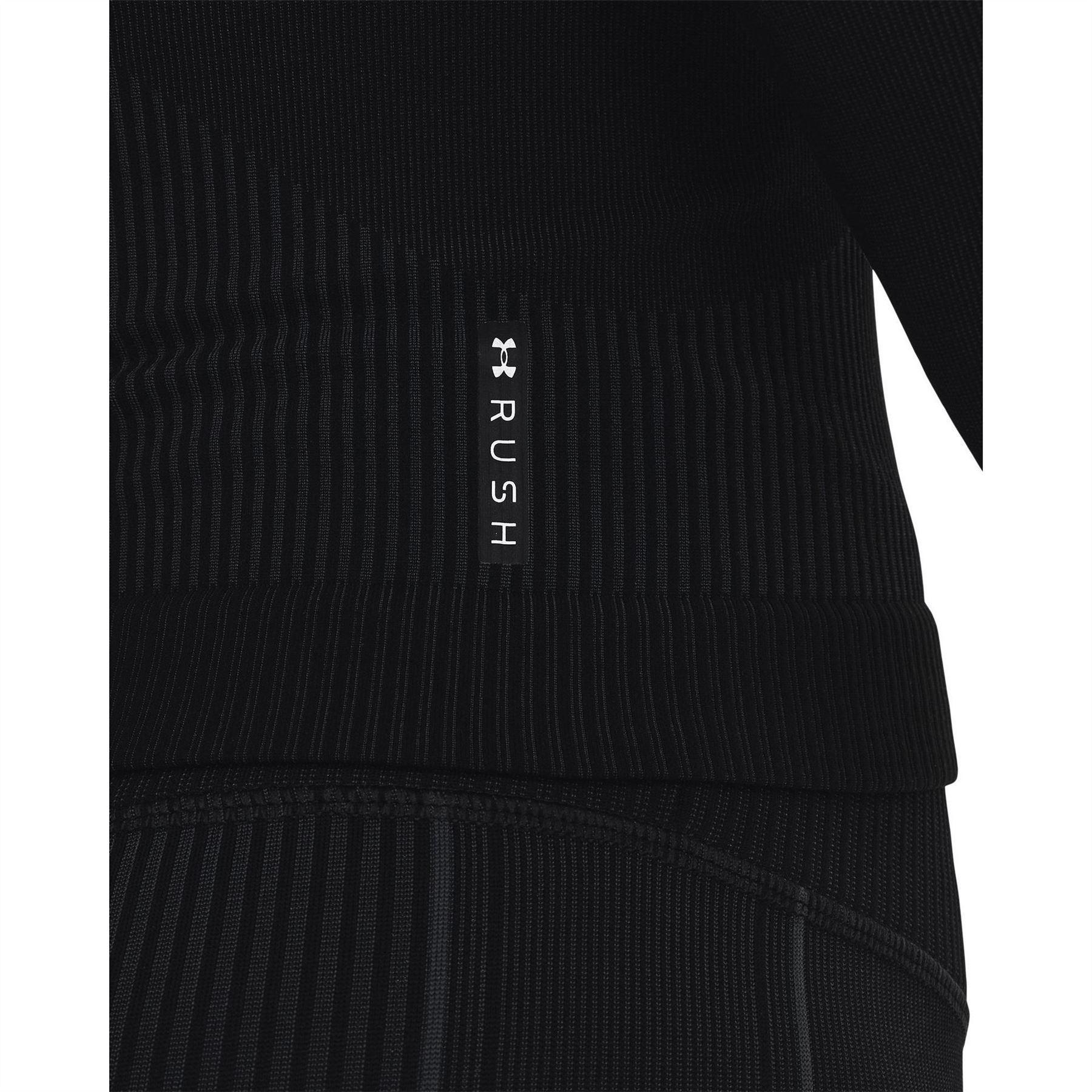 Black - Side - Under Armour Womens-Ladies UA Rush Base Layer Top