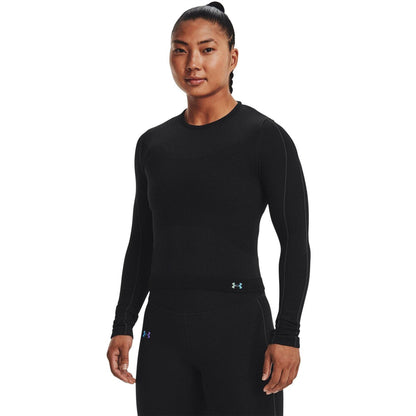 Black - Pack Shot - Under Armour Womens-Ladies UA Rush Base Layer Top