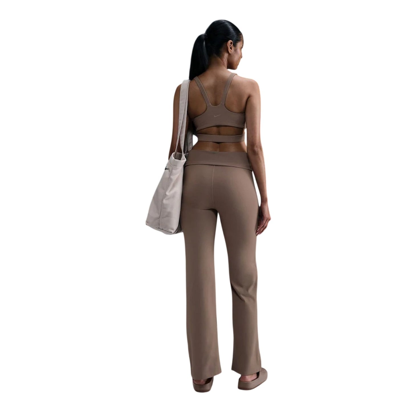 Brown - Back - Nike Womens-Ladies One Solid Dri-FIT Flared Trousers