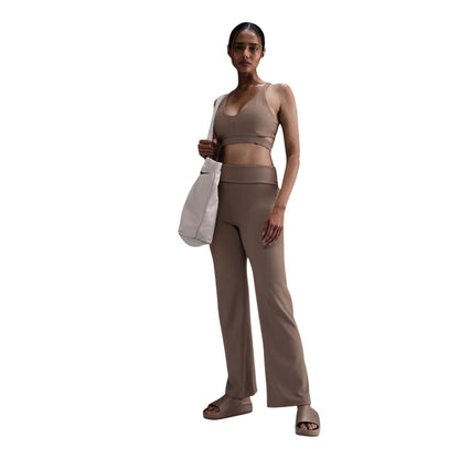 Brown - Side - Nike Womens-Ladies One Solid Dri-FIT Flared Trousers