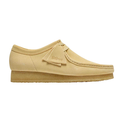 Pale Yellow - Front - Clarks Originals Mens Wallabee Moccasin Suede Loafers