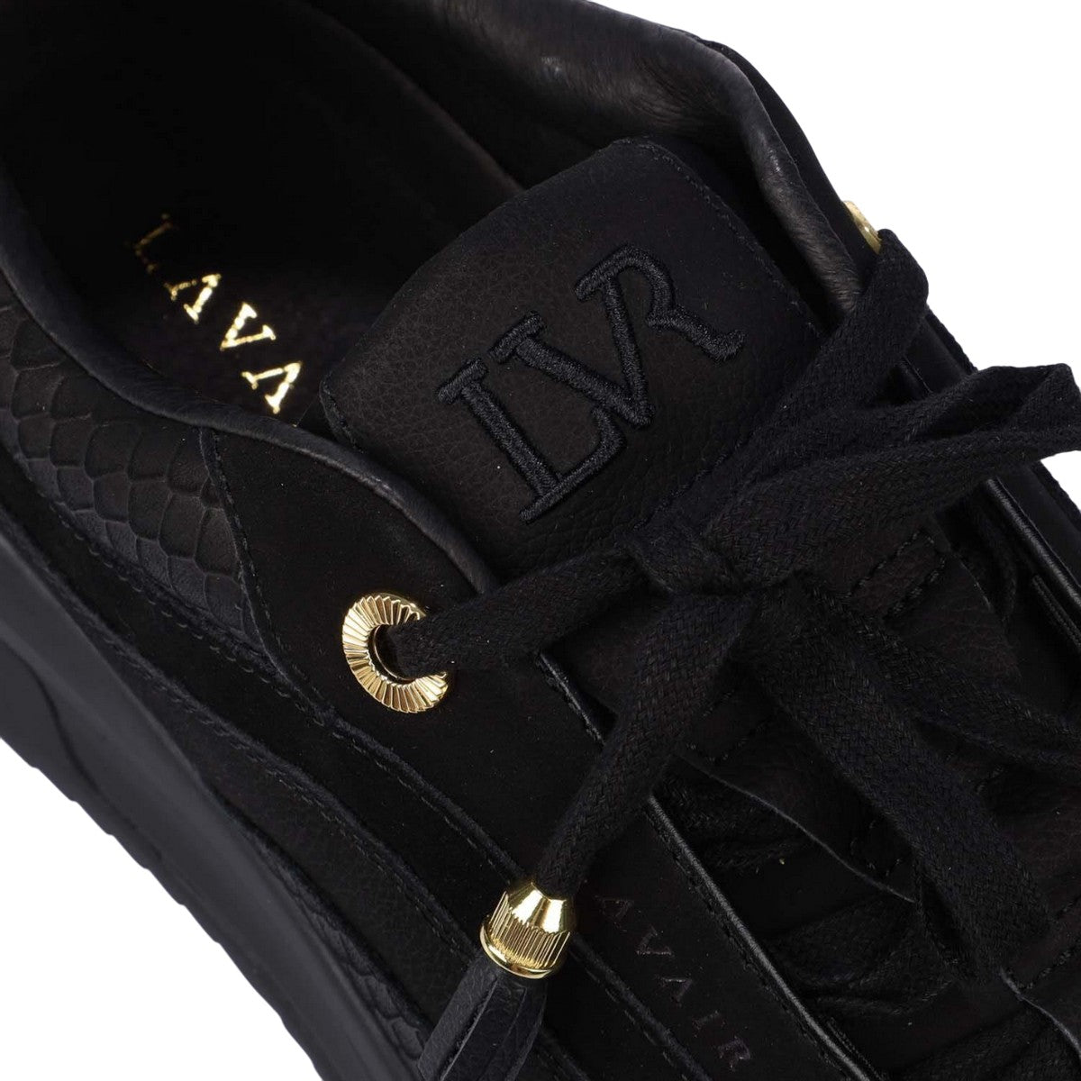 Black - Close up - Lavair Mens Aero Logo Suede Trainers