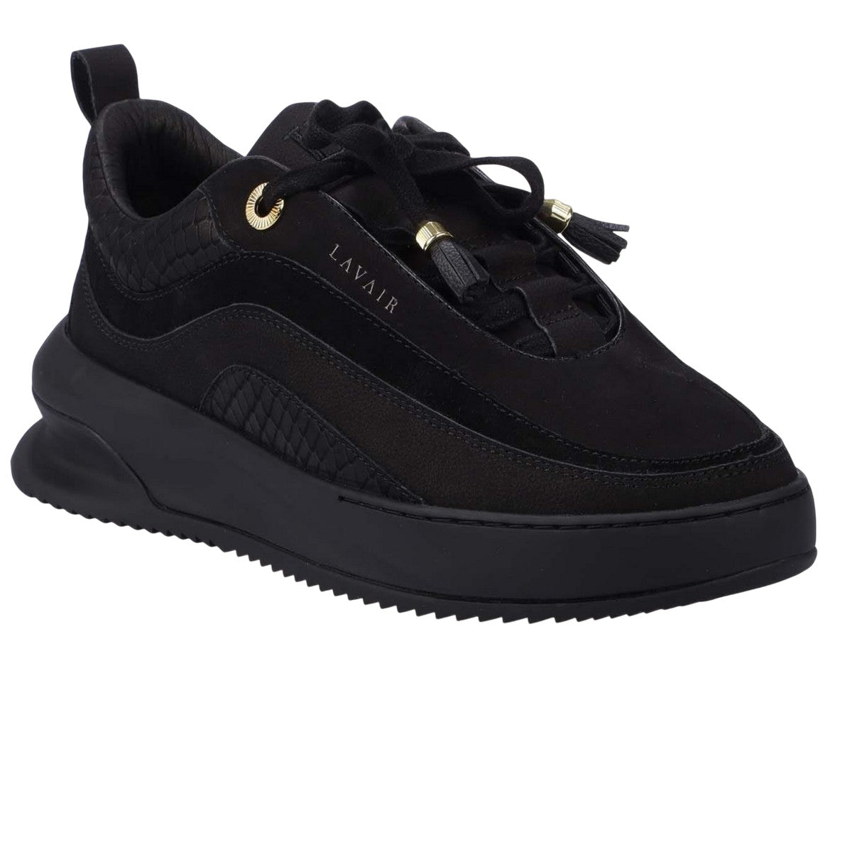 Black - Front - Lavair Mens Aero Logo Suede Trainers