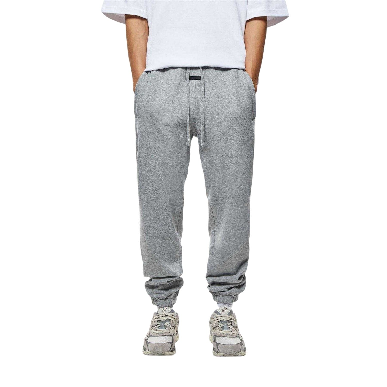 Grey Marl - Front - Tela Cruz Mens Studio Fleece Cuffed Ankle Jogging Bottoms