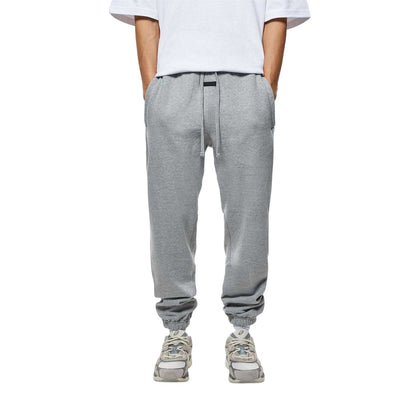 Grey Marl - Front - Tela Cruz Mens Studio Fleece Cuffed Ankle Jogging Bottoms