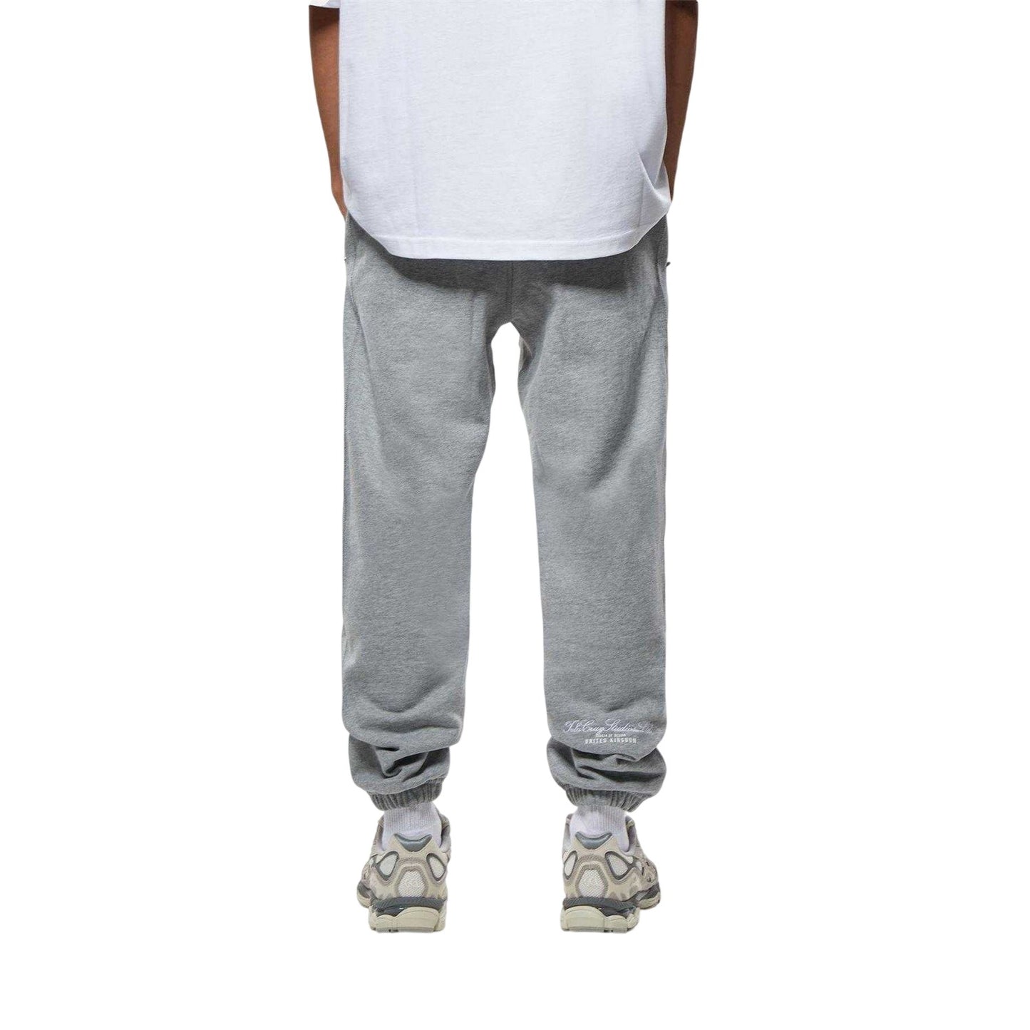 Grey Marl - Back - Tela Cruz Mens Studio Fleece Cuffed Ankle Jogging Bottoms