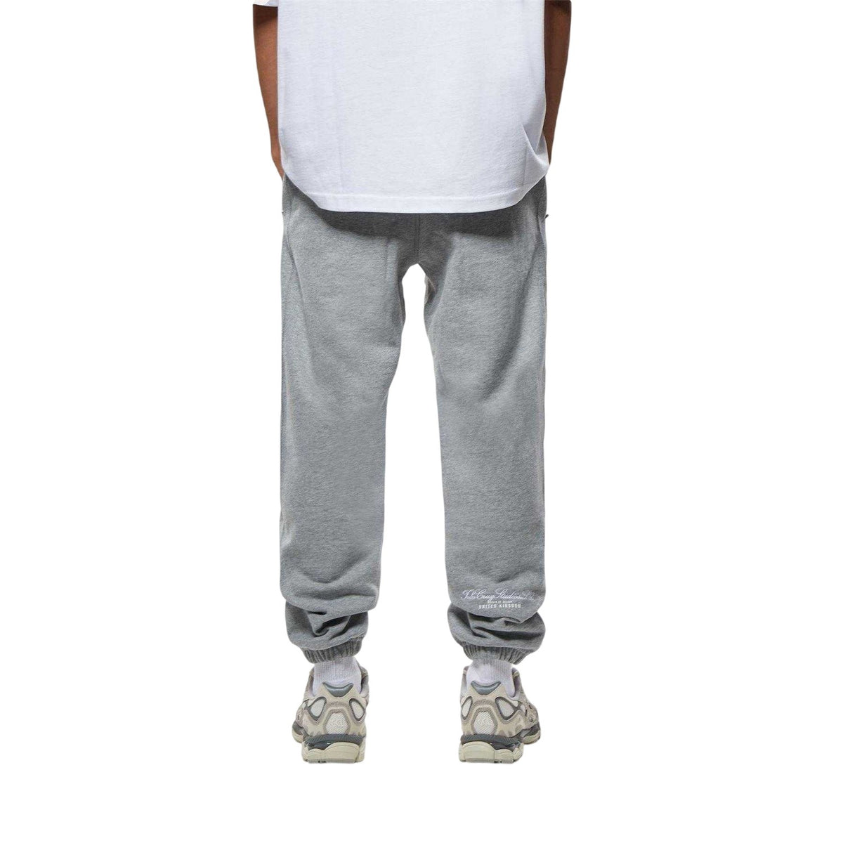 Grey Marl - Back - Tela Cruz Mens Studio Fleece Cuffed Ankle Jogging Bottoms