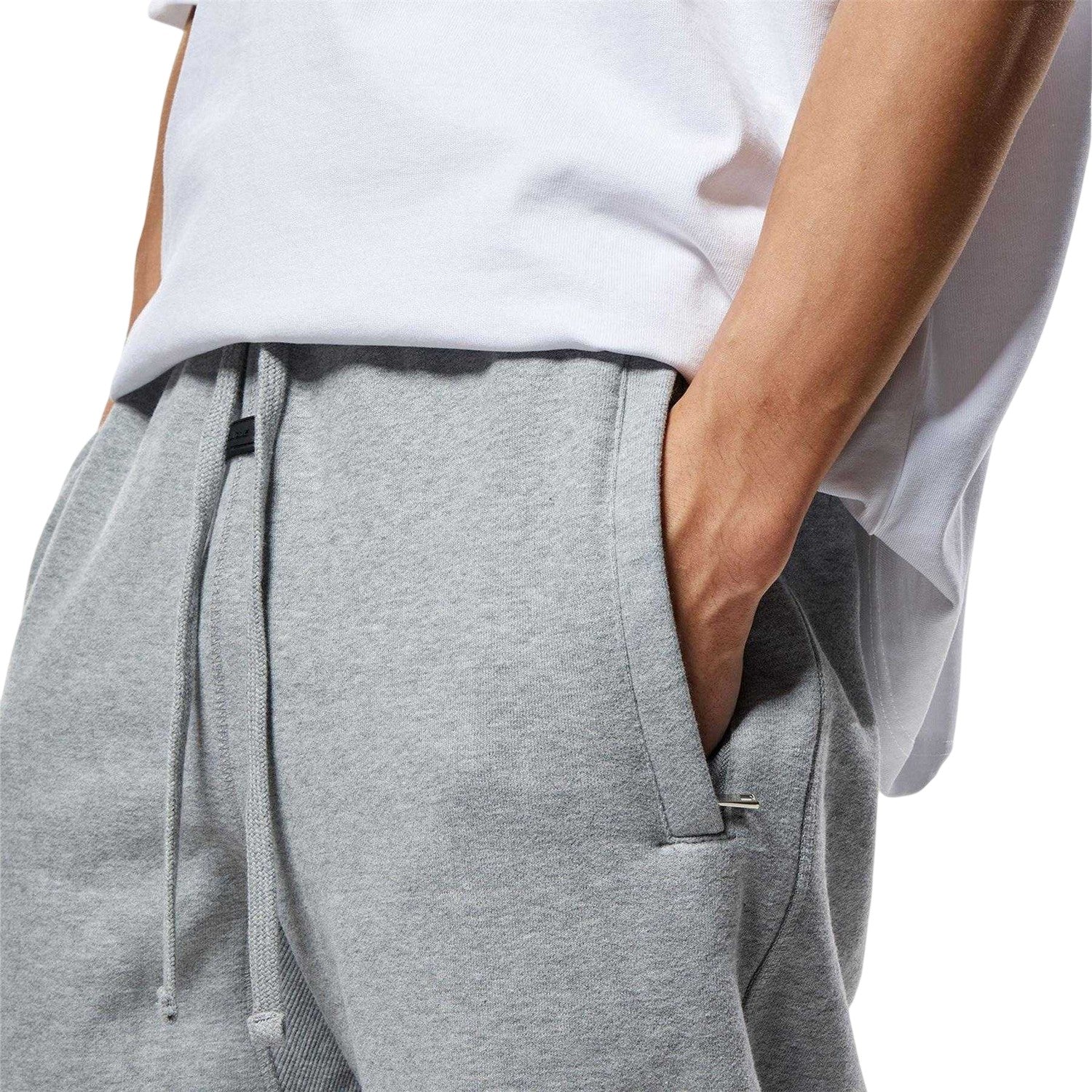 Grey Marl - Side - Tela Cruz Mens Studio Fleece Cuffed Ankle Jogging Bottoms