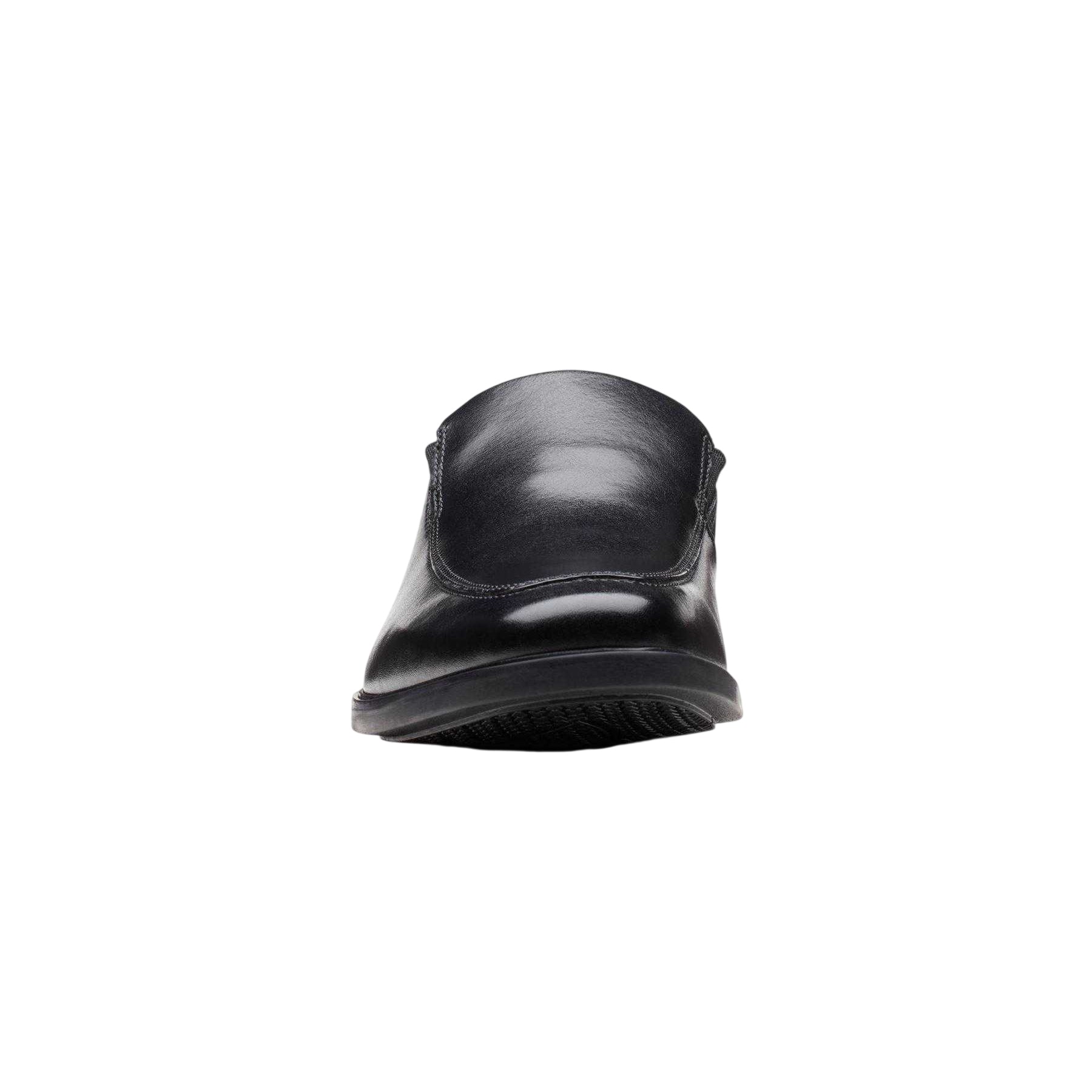 Black - Side - Clarks Mens Howard Edge Leather Stack Heel Loafers