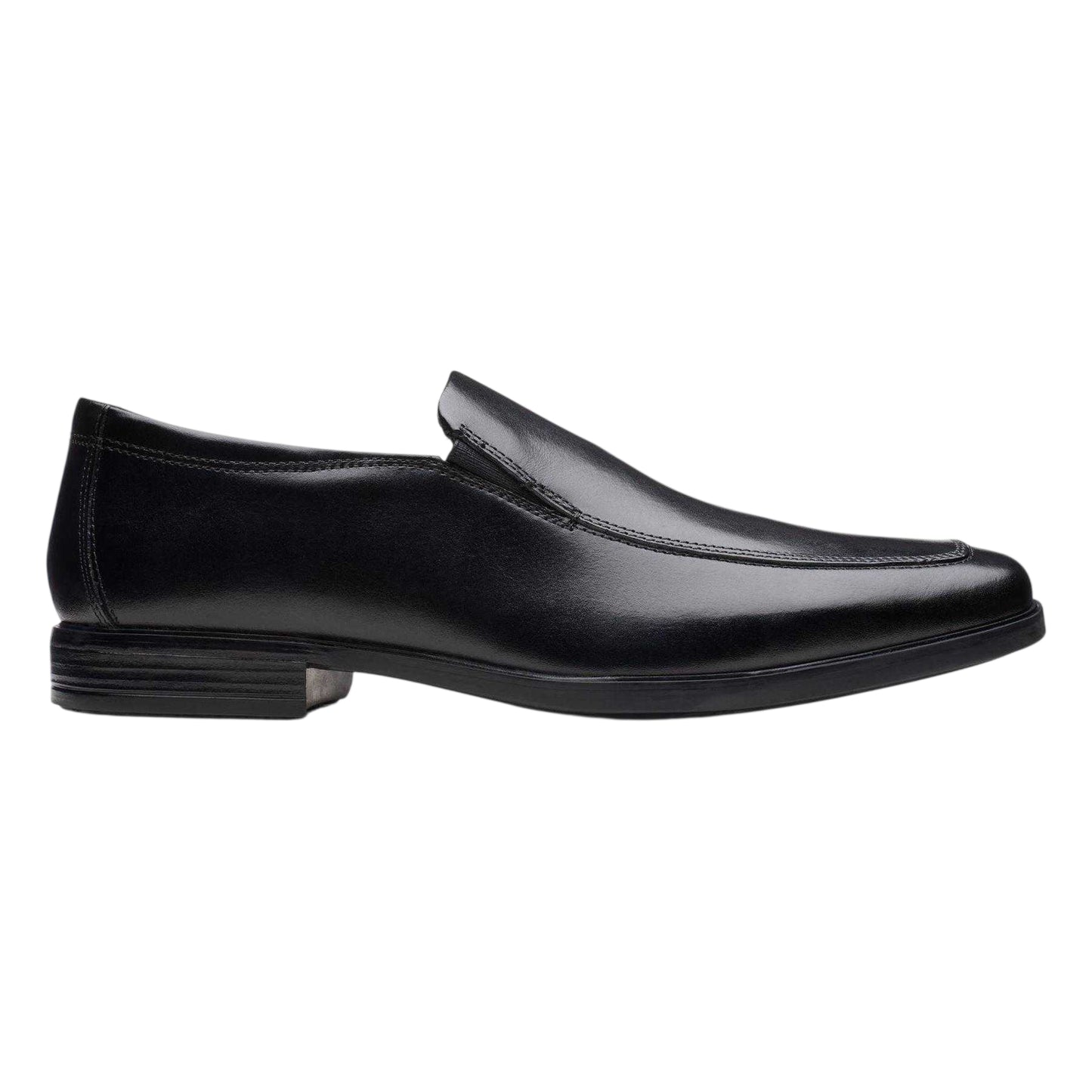 Black - Front - Clarks Mens Howard Edge Leather Stack Heel Loafers
