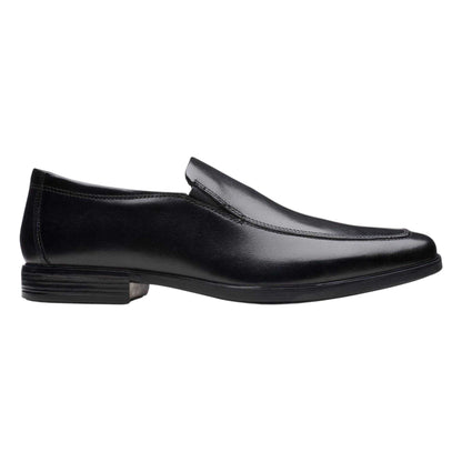 Black - Front - Clarks Mens Howard Edge Leather Stack Heel Loafers