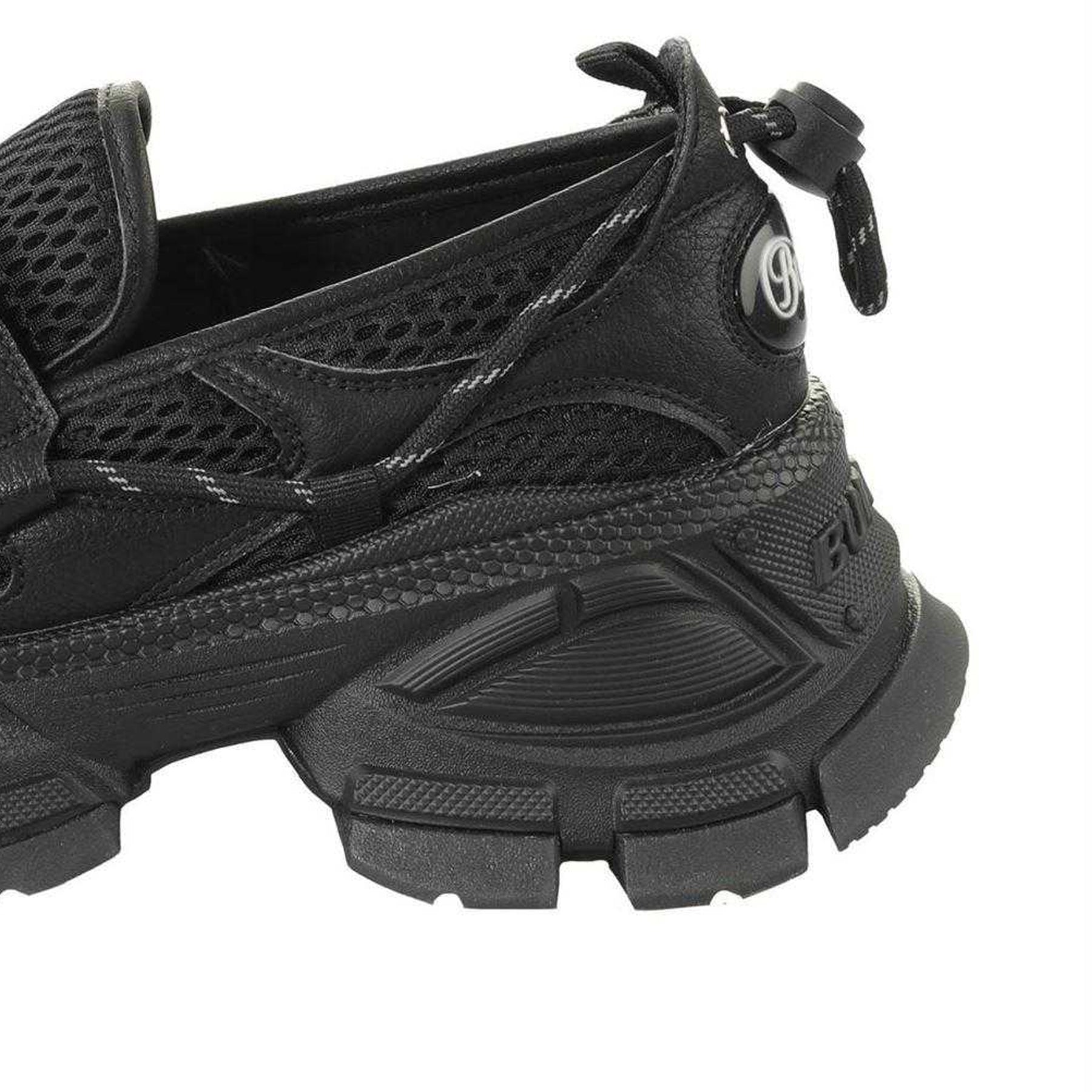 Black - Back - Buffalo Womens-Ladies Chunky Flat Loafers