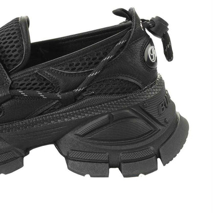 Black - Back - Buffalo Womens-Ladies Chunky Flat Loafers