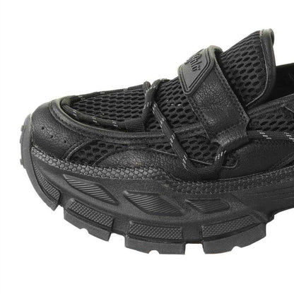 Black - Side - Buffalo Womens-Ladies Chunky Flat Loafers
