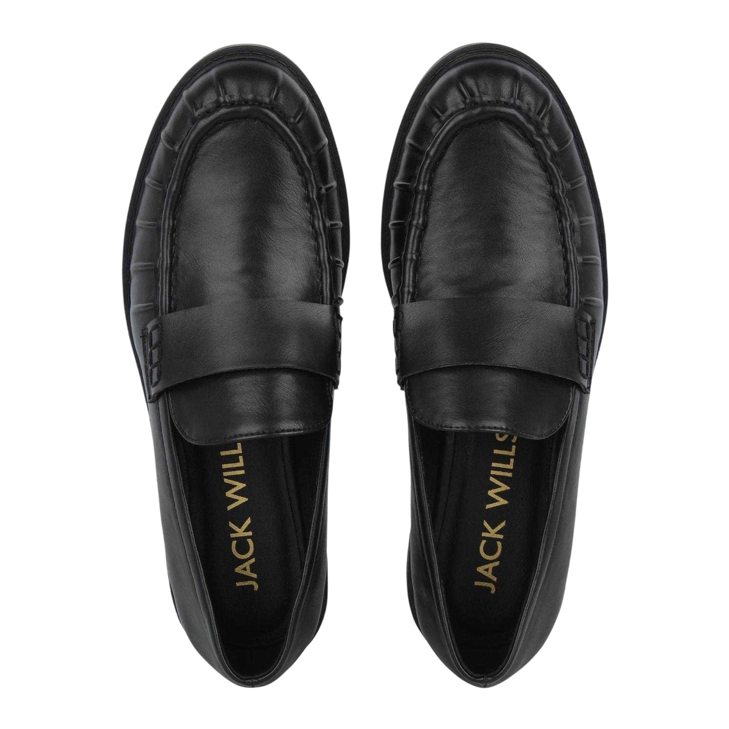 Black - Side - Jack Wills Womens-Ladies Low Block Heel Loafers