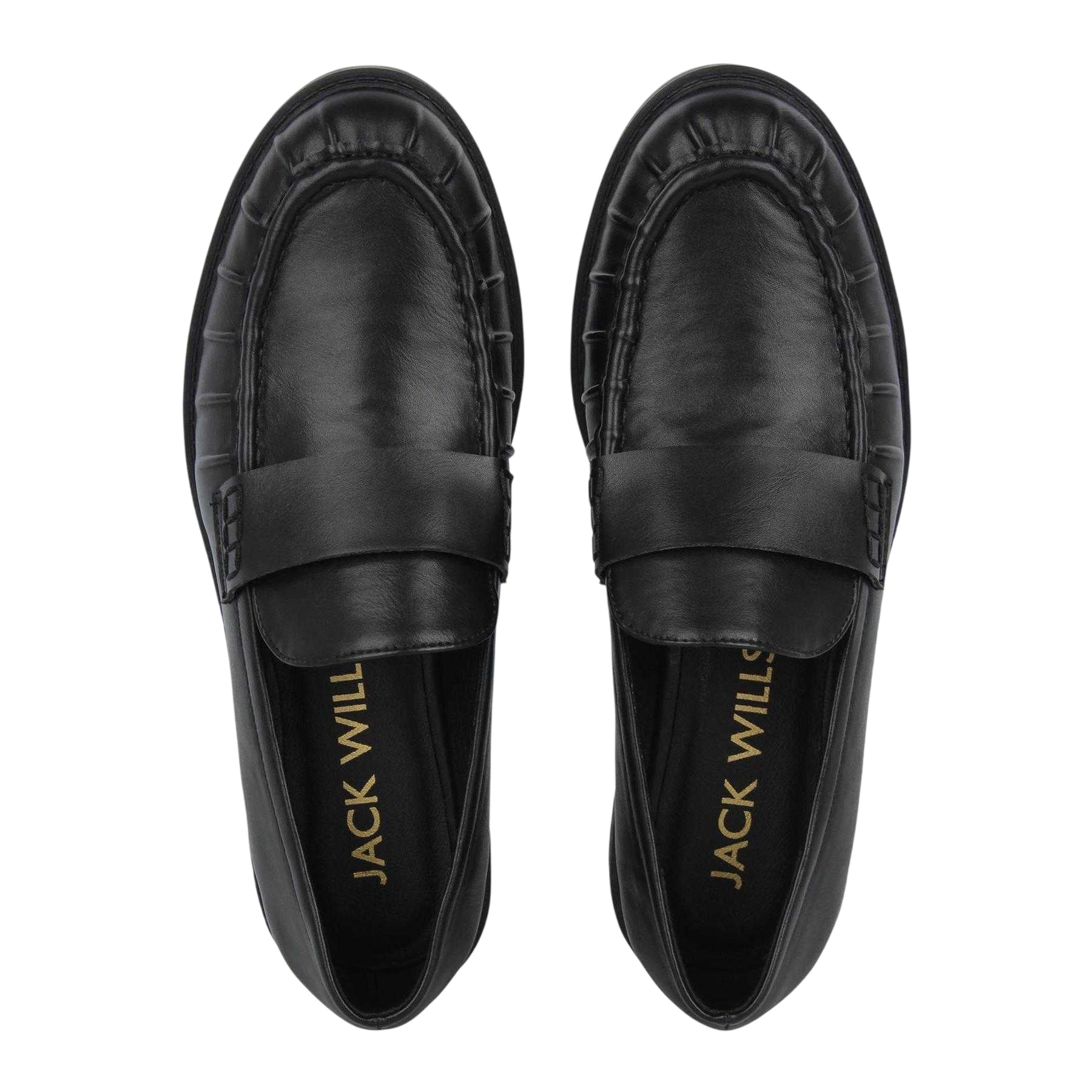 Black - Side - Jack Wills Womens-Ladies Low Block Heel Loafers