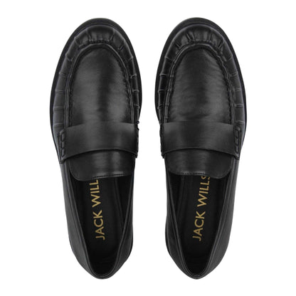 Black - Side - Jack Wills Womens-Ladies Low Block Heel Loafers