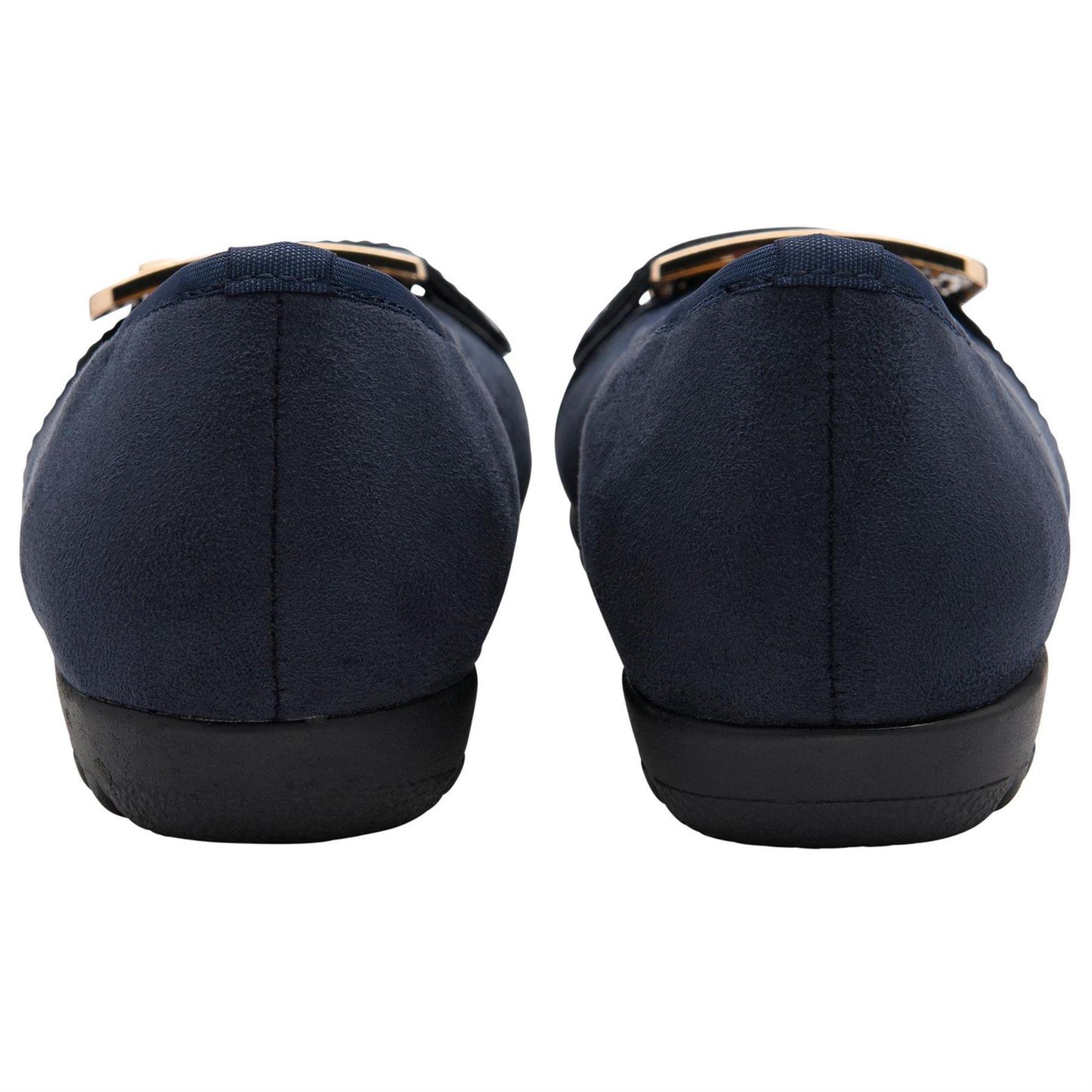 Navy Blue - Back - Lotus Shoes Womens-Ladies Tandy Buckle Loafers