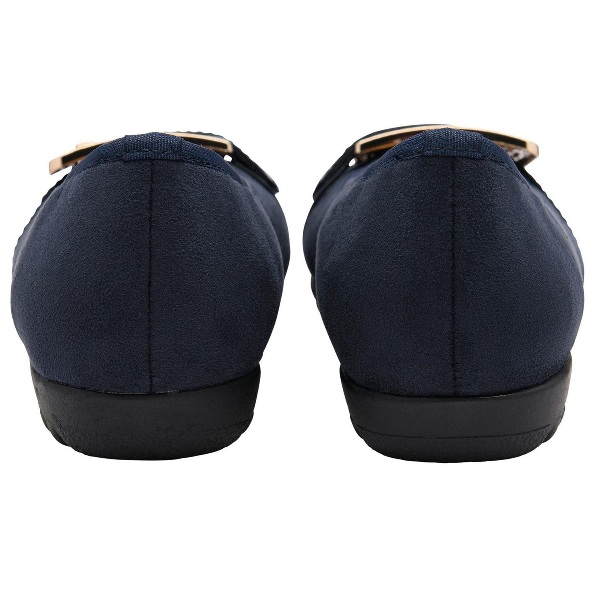 Navy Blue - Back - Lotus Shoes Womens-Ladies Tandy Buckle Loafers