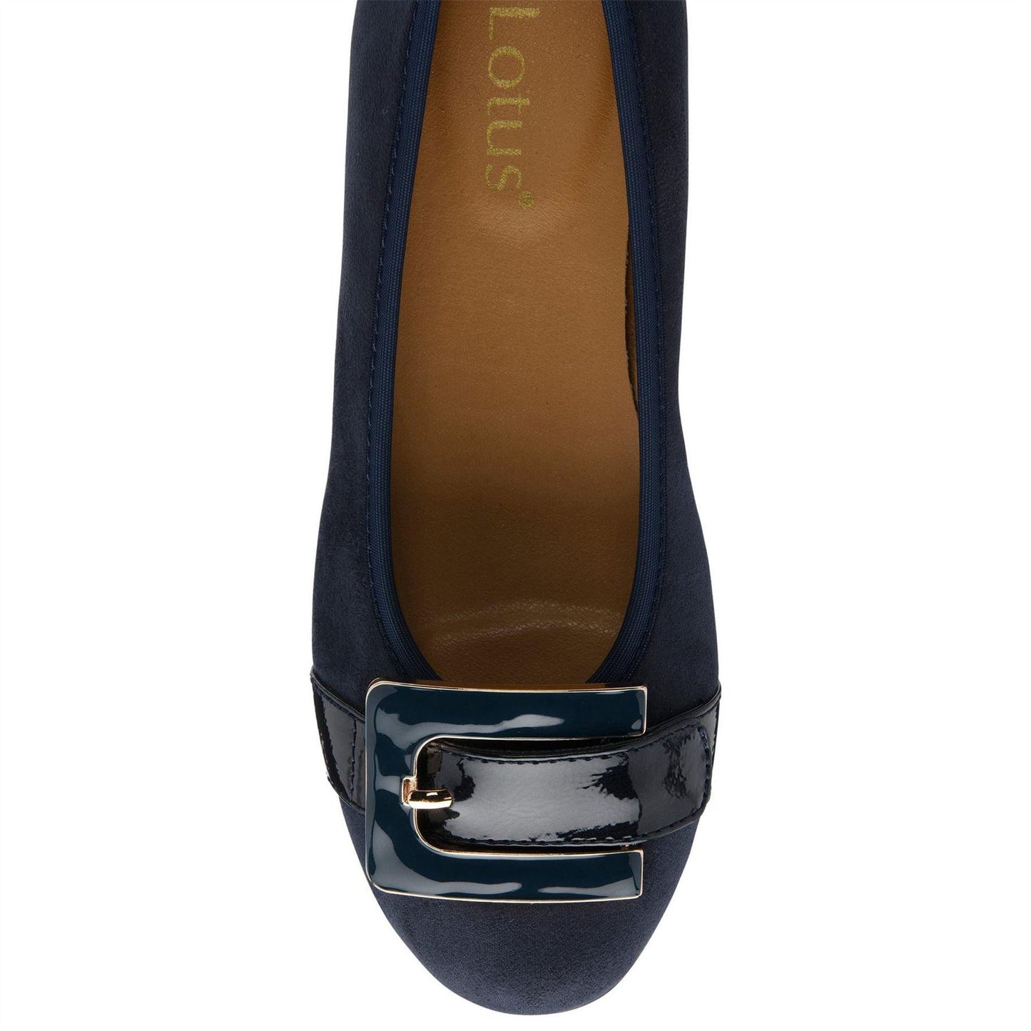 Navy Blue - Side - Lotus Shoes Womens-Ladies Tandy Buckle Loafers