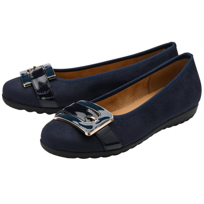 Navy Blue - Lifestyle - Lotus Shoes Womens-Ladies Tandy Buckle Loafers