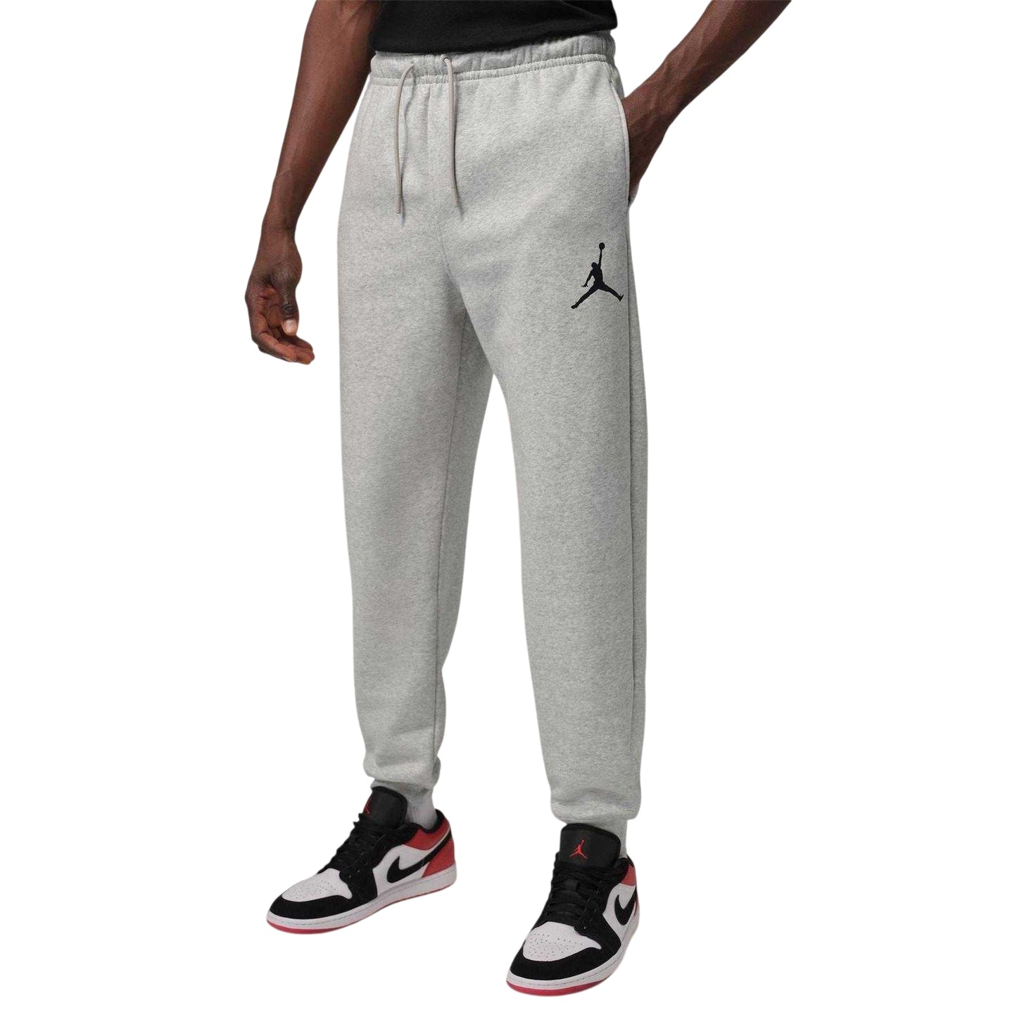 Grey-Black - Front - Nike Mens Air Jordan Jumpman Fleece Jogging Bottoms