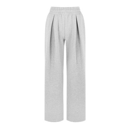 Grey - Front - Maniere De Voir Womens-Ladies Box Pleat Straight Leg Joggers