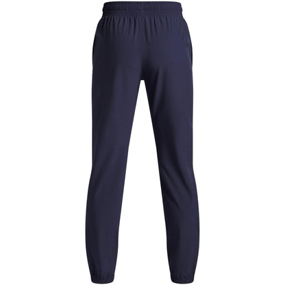 Blue - Back - Under Armour Boys Unstoppable Woven Jogging Bottoms