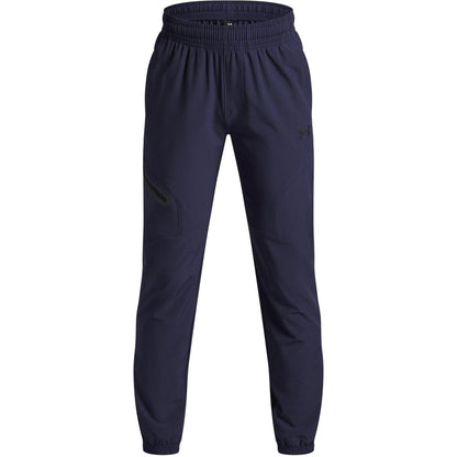 Blue - Front - Under Armour Boys Unstoppable Woven Jogging Bottoms