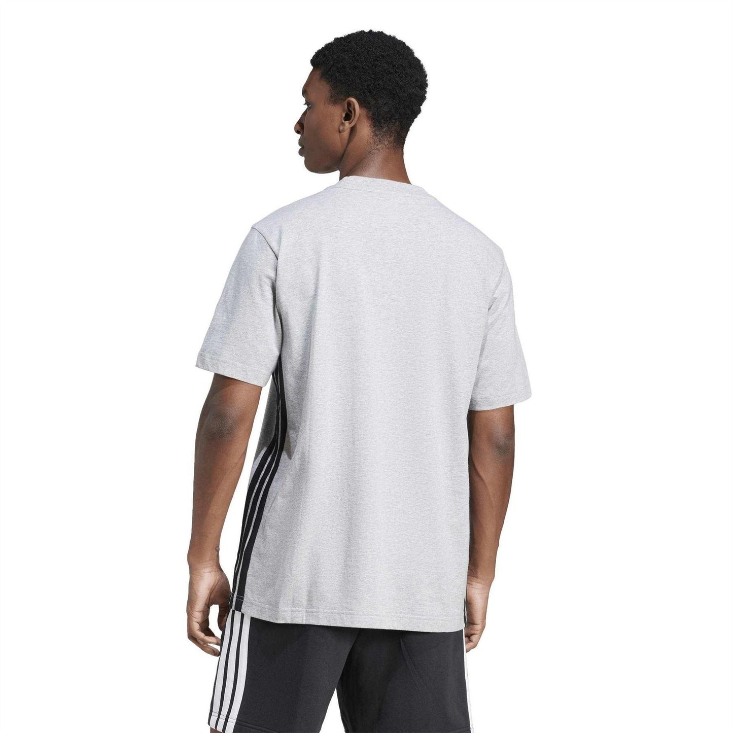 Grey-Black - Back - Adidas Mens Essentials Logo Single Jersey T-Shirt