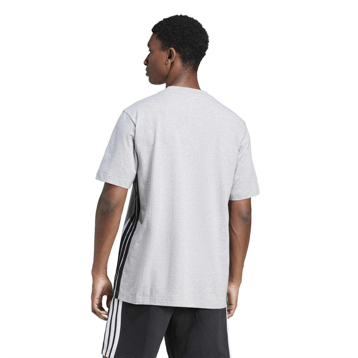Grey-Black - Back - Adidas Mens Essentials Logo Single Jersey T-Shirt