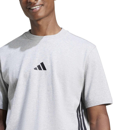 Grey-Black - Side - Adidas Mens Essentials Logo Single Jersey T-Shirt