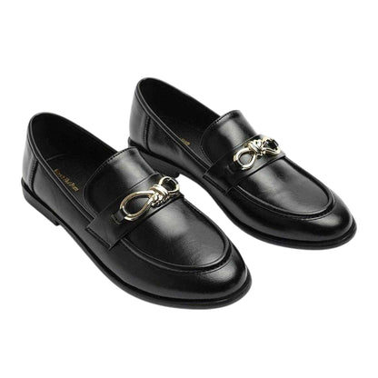 Black - Side - Where´s That From Womens-Ladies Knot Detail Loafers