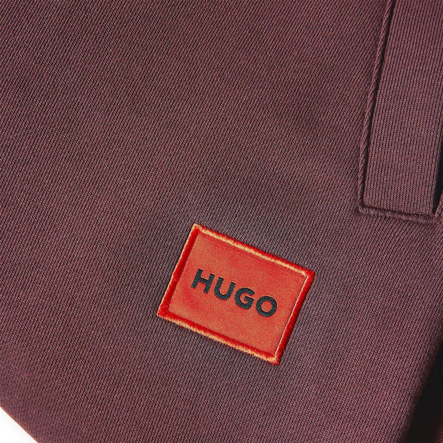Brown - Side - Hugo Mens Patch Joggers