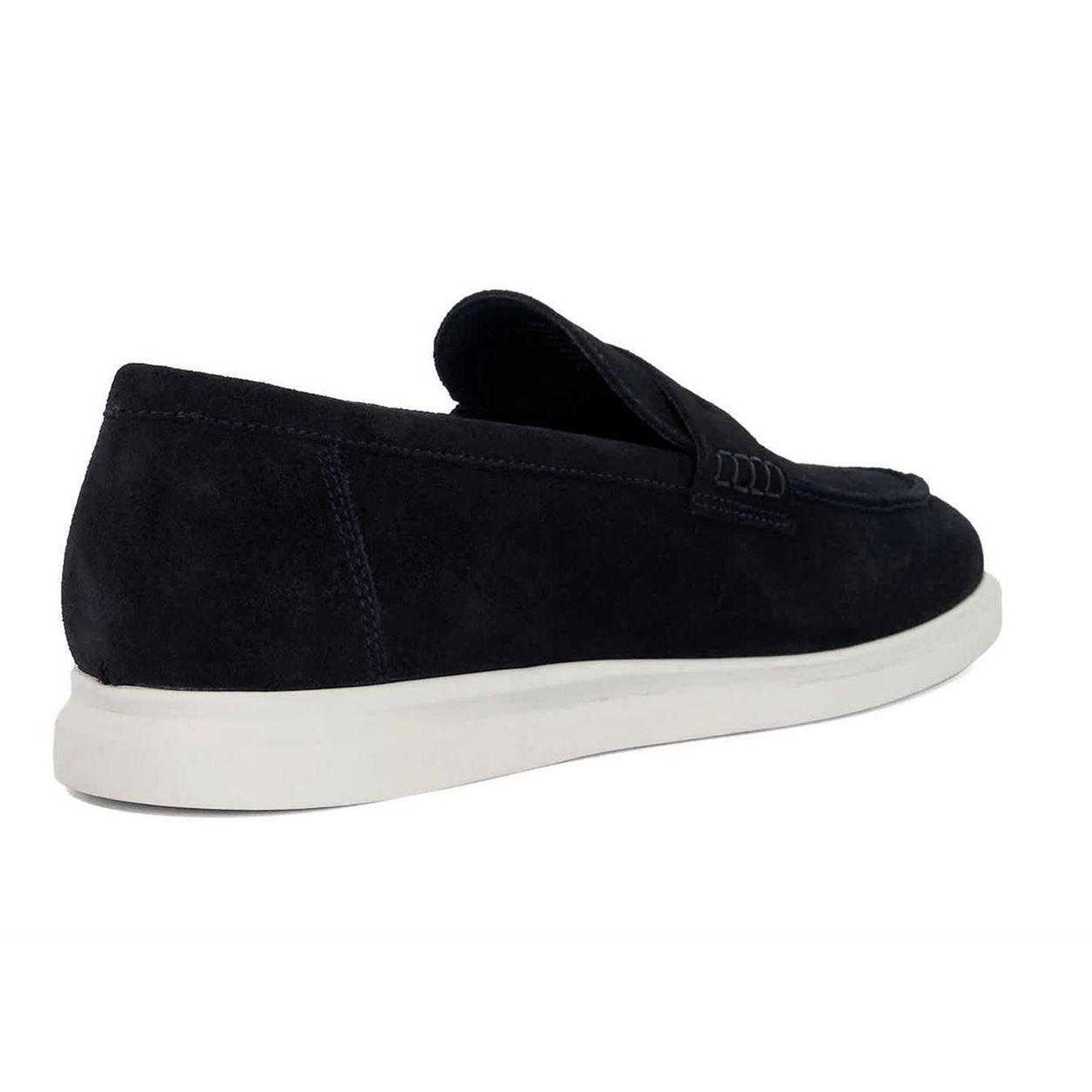 Navy - Back - Dune London Mens Suede Loafers