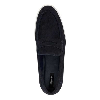 Navy - Side - Dune London Mens Suede Loafers