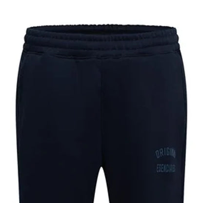 Navy - Back - Original Esenciales Mens Flint Fleece Relaxed Fit Jogging Bottoms