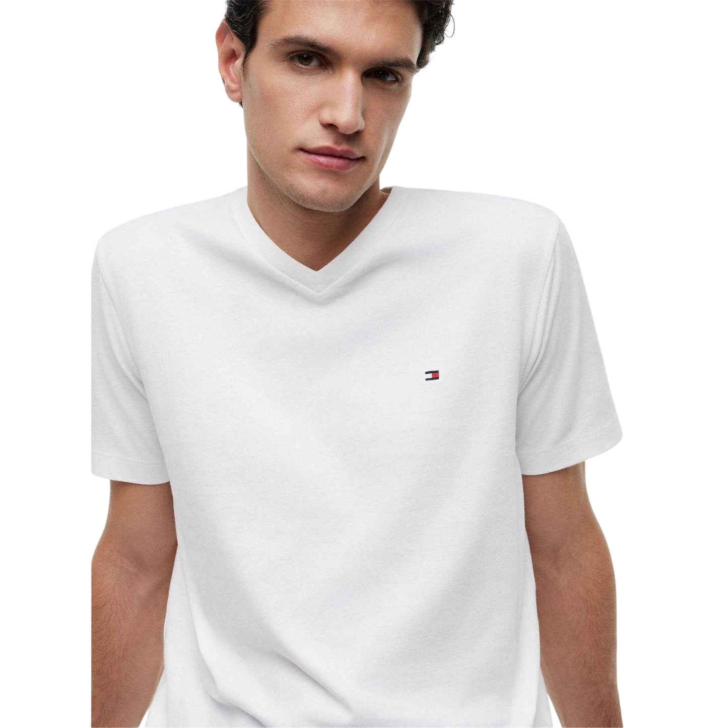 White - Side - Tommy Hilfiger Mens Essential Logo Regular T-Shirt