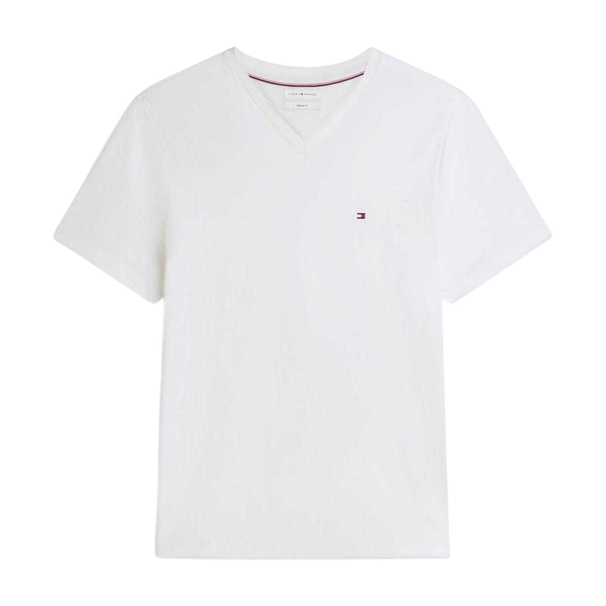 White - Front - Tommy Hilfiger Mens Essential Logo Regular T-Shirt
