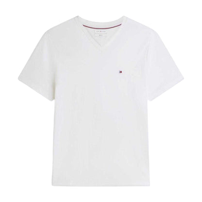 White - Front - Tommy Hilfiger Mens Essential Logo Regular T-Shirt