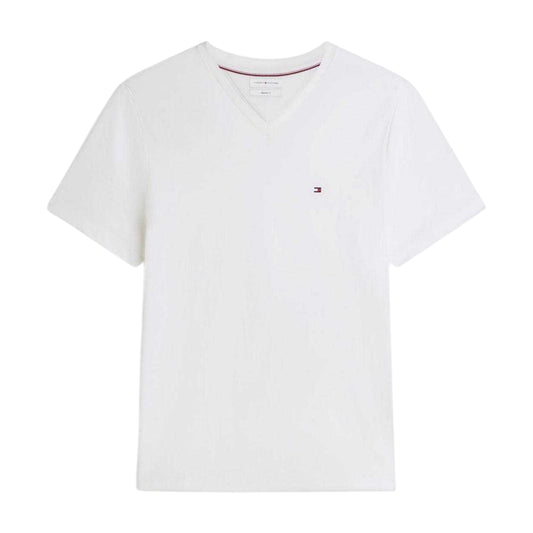 White - Front - Tommy Hilfiger Mens Essential Logo Regular T-Shirt